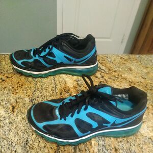 Nike Air Max + 2012 Black Blue Running Sneakers Womens Size 7 487679-004